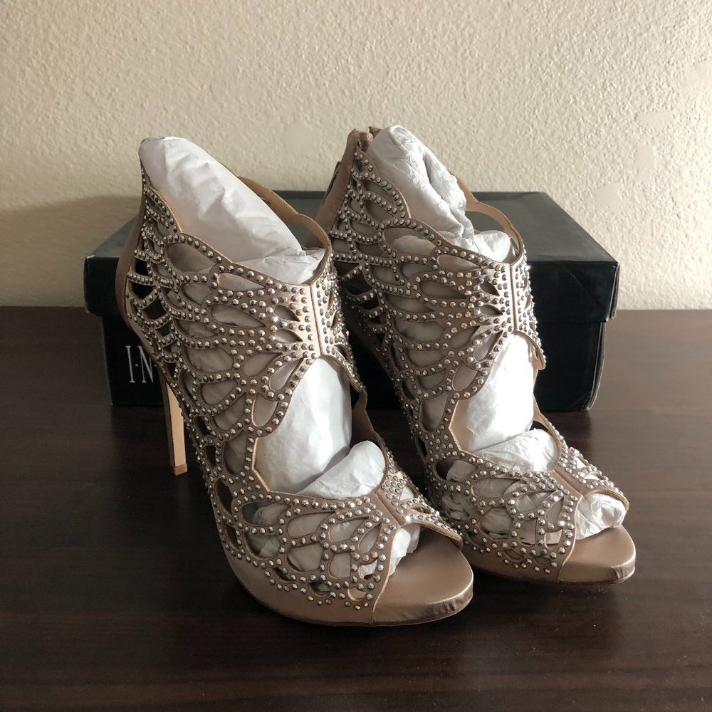 INC International Concepts Womens Sarane Fabric Open Toe, Bisque, Size 7.5M
